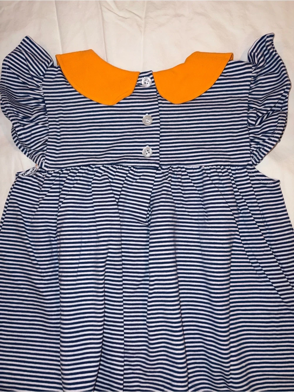 Stitchy Fish Pippa navy stripe top & ruffle short set sz 3T NWT